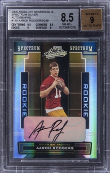 2005 Playoff Absolute Memorabilia Spectrum Silver Autographs #180 Aaron Rodgers Signed Rookie Card (#061/249) - BGS NM-MT+ 8.5/BGS 9